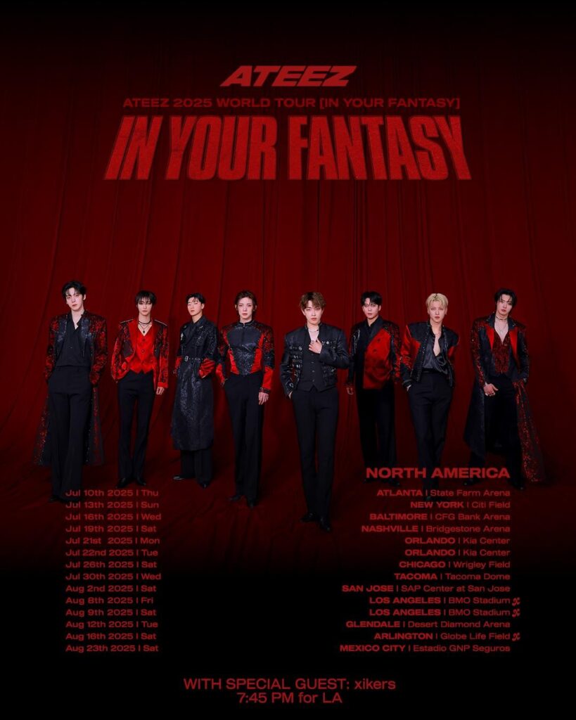 سيكون Xikers ضيفًا مميزًا في محطات Ateez's 'In Your Fantasy World Tour في لوس أنجلوس وأرلينغتون