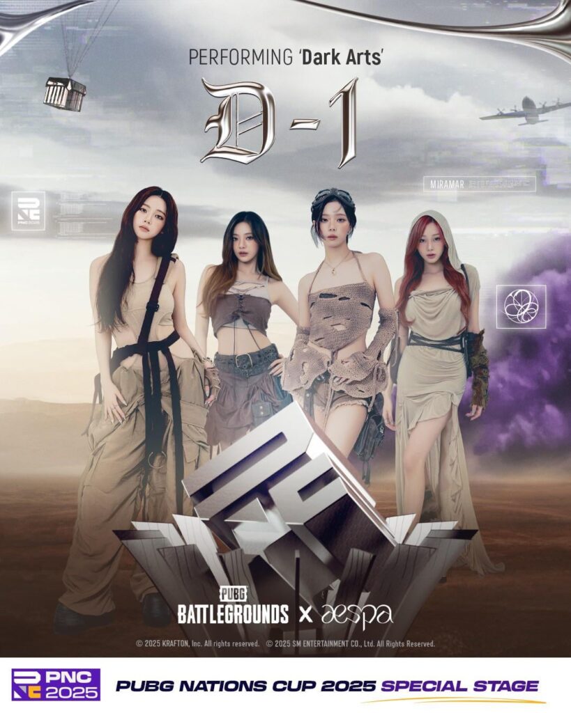 250726 AESPA X PUBG: Battlegrounds (D-1 'Dark Arts' Stage Poster)