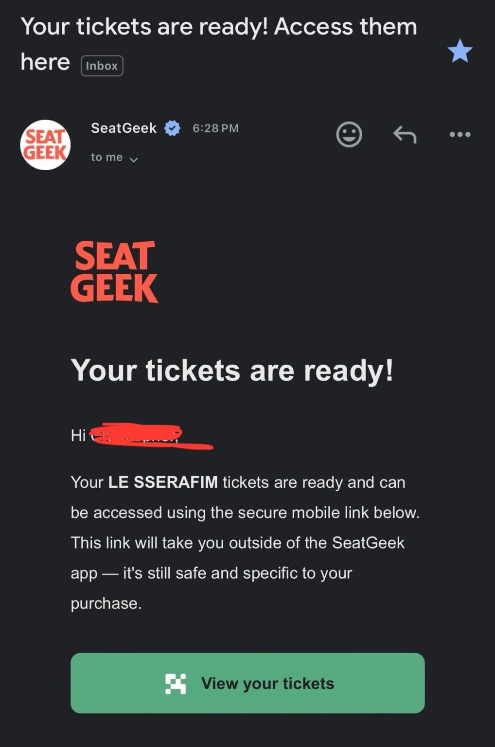 التذاكر من خلال SEATGEEK