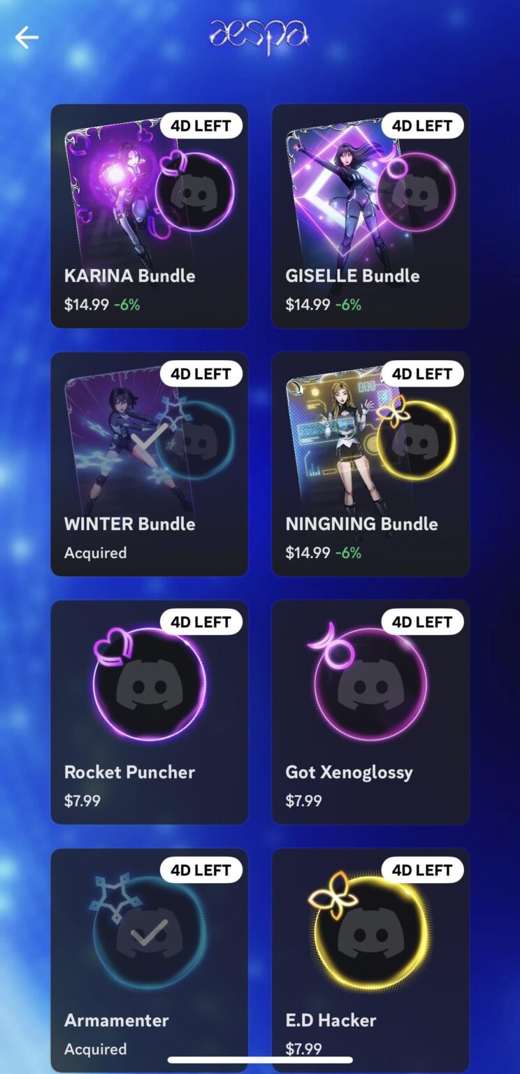 AESPA Discord Profile Decorations Colling Colling Colling قريبًا