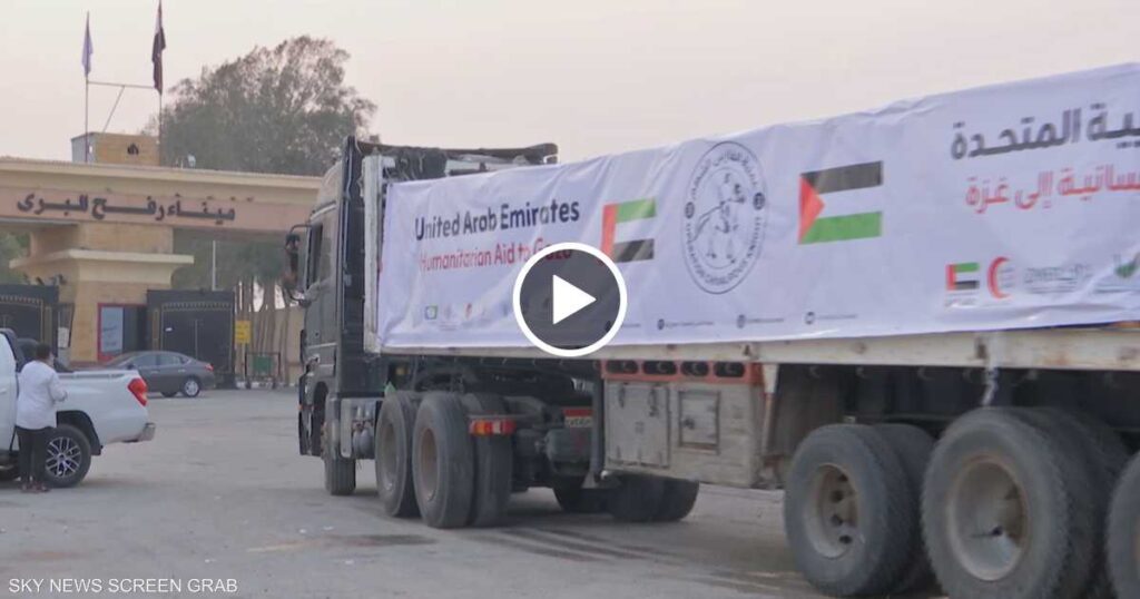 شحنة مساعدات إماراتية تضم نحو 500 طن من المواد الغذائية لغزة - سكاي نيوز عربية