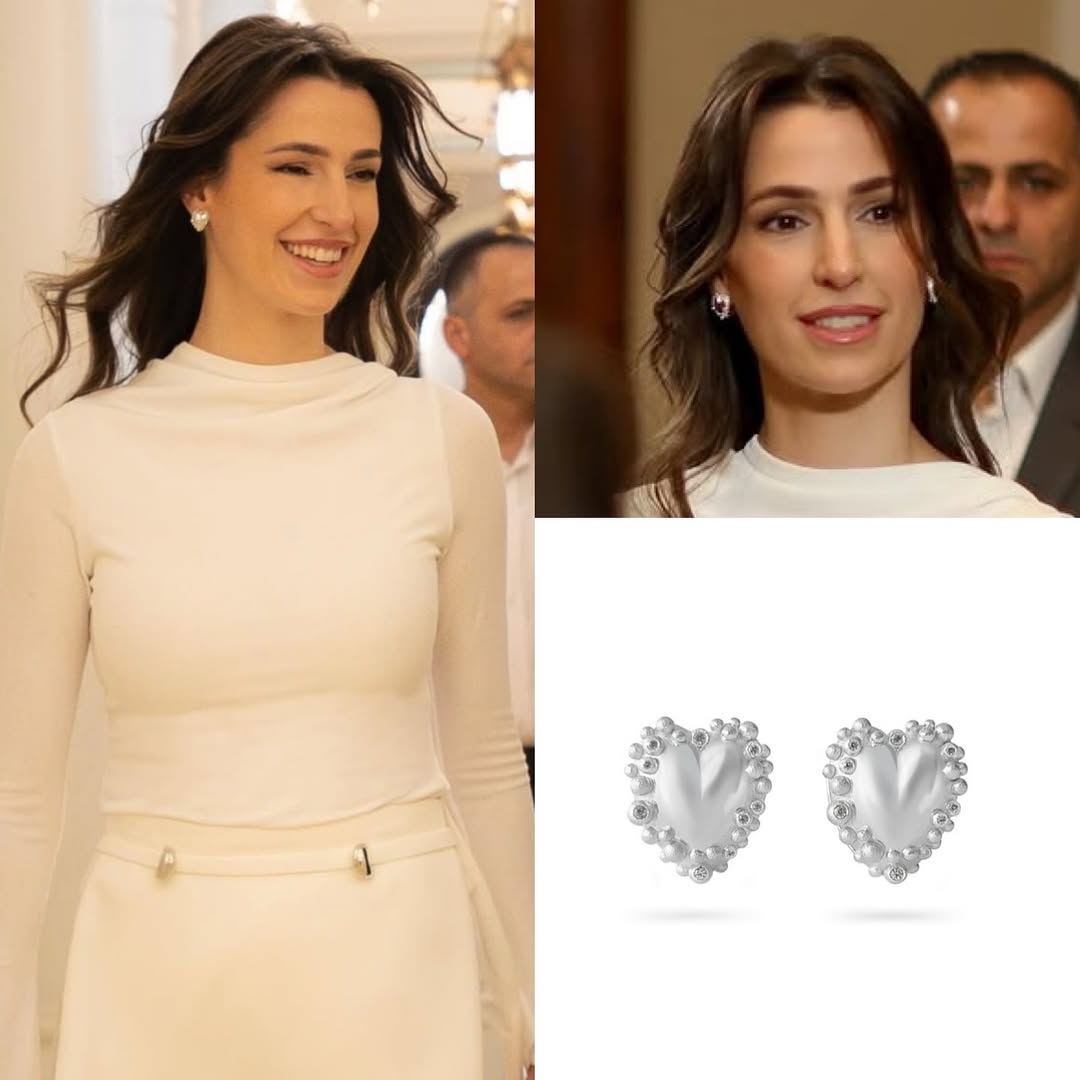 اقراط الاميرة رجوة الحسين على شكل قلب (انستغرام)