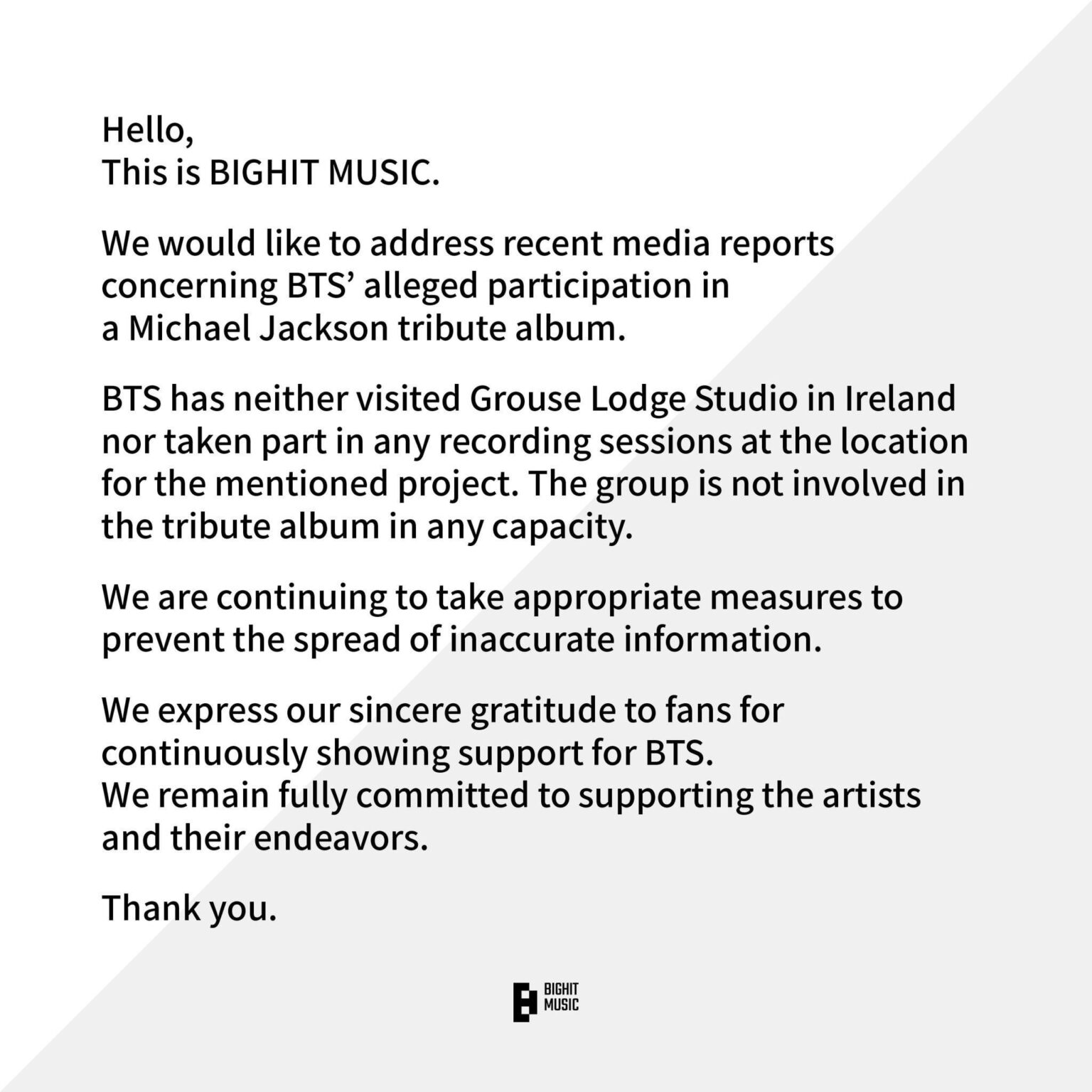 BTS رفض المشاركة في ألبوم Michael Jackson Tribute