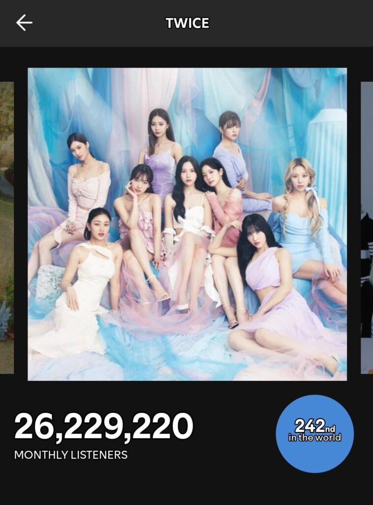 250822 Spotify Update - يصل مرتين إلى قمة جديدة قدرها 26.229 مليون مستمع شهري على Spotify !! - 26،229،220 [+25,641]