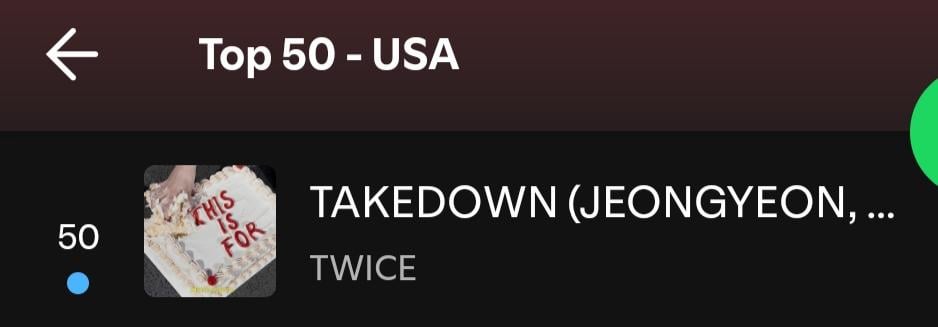 250801 Takedown - مرتين (Jeongyeon ، Jihyo ، Chaeyoung) يدخل أفضل 50 من Spotify US Daily Chart