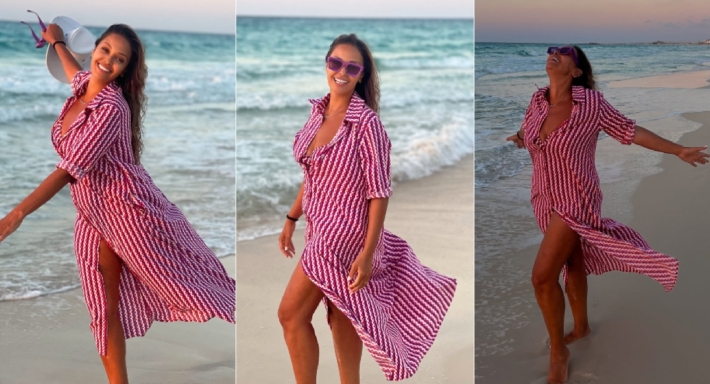 داليا البحيري تغني للسعادة على شاطئ البحر في أحدث جلسة تصوير | ألبوم جلسة تصوير داليا البحيري - 8 أغسطس 2025