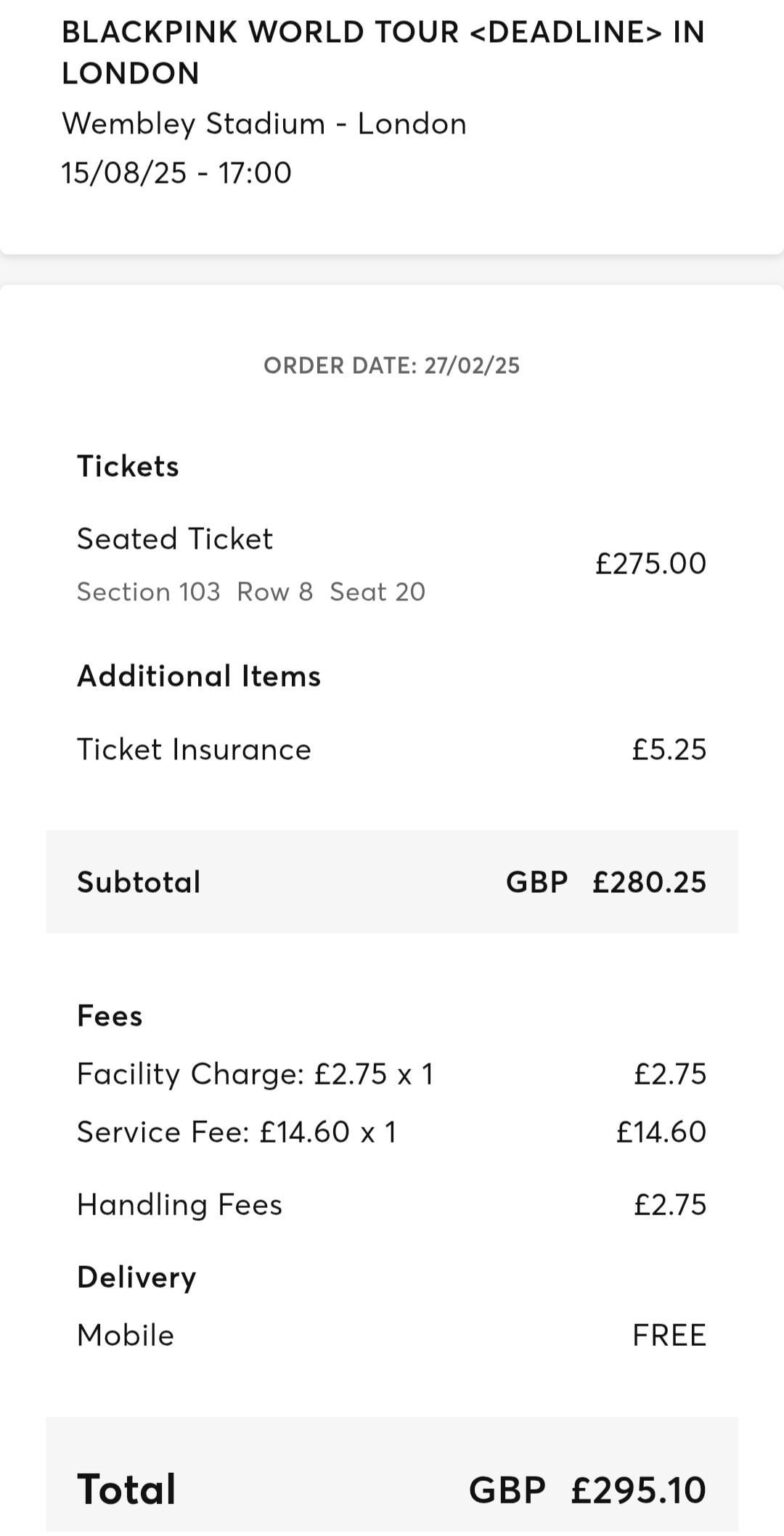 250814 [Giveaway] 1 × 15 أغسطس / أغسطس لندن تذكرة الحفل الموسيقي Wembley