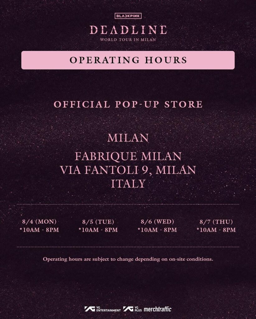 250803 جولة Blackpink World [DEADLINE] في حدث MILAN الرسمي للمتجر المنبثق MD & Special Perks حدث