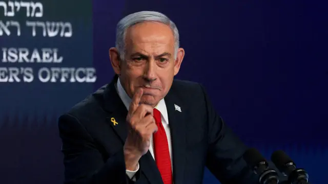 رئيس الوزراء الإسرائيلي بنيامين نتنياهو يتحدث خلال مؤتمر صحفي في القدس، 21 مايو/أيار 2025