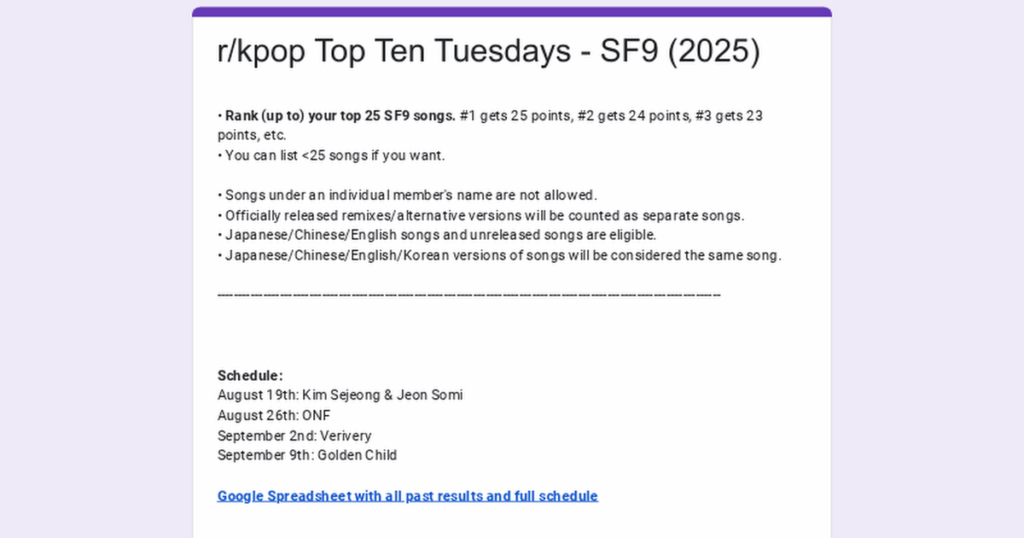 /R/KPOP TOP TENTYDAY أيام الثلاثاء التصويت: SF9 (2025) /R/KPOP TOP TENTYDAY أيام الثلاثاء التصويت: SF9 (2025)
