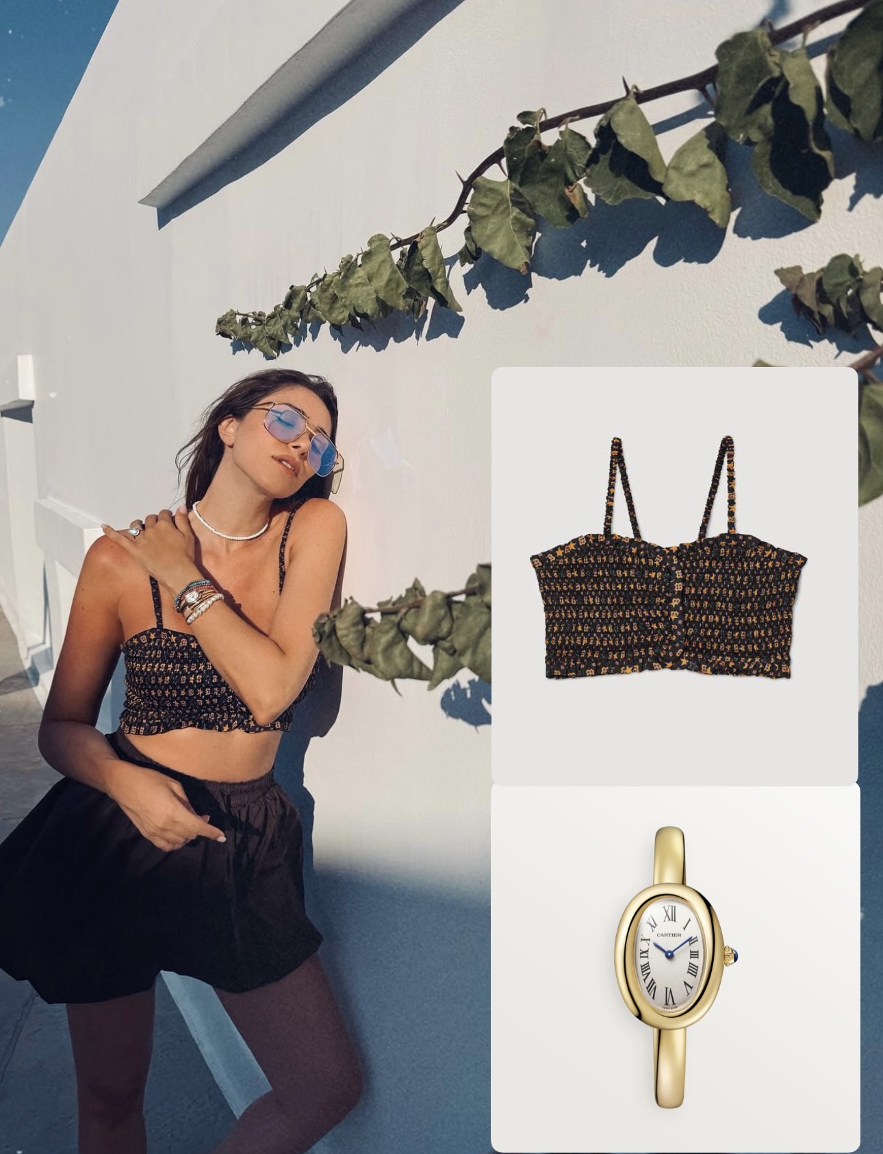 توب من علامة ساندرو وساعة من كارتييه (النهار)