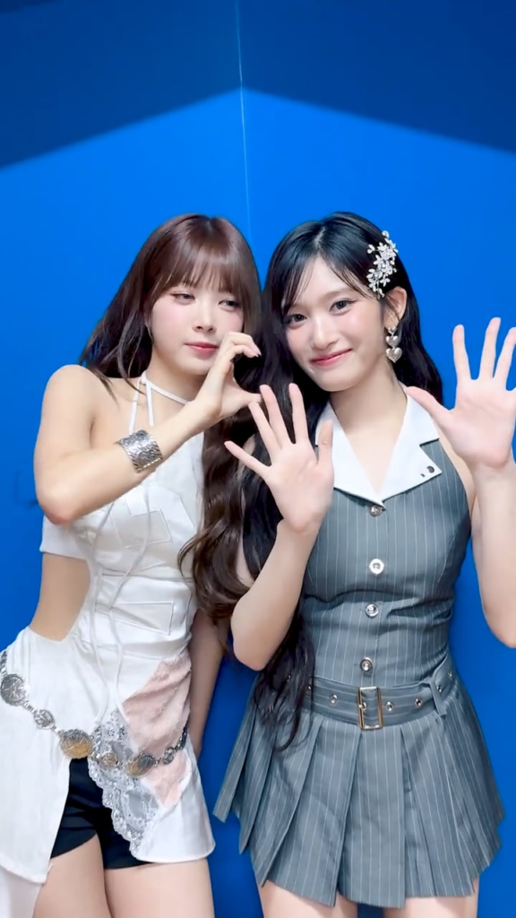 250827 ive تحديث Tiktok الرسمي مع Leeseo - Xoxz Challenge مع Le Sserafim Eunchae