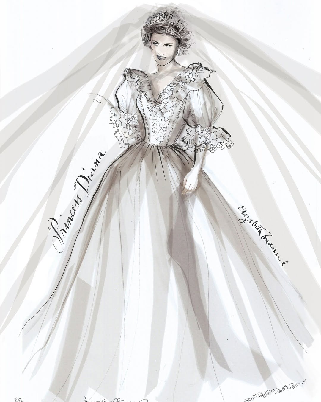 المصممة البريطانية إليزابيث إيمانويل تستذكر لحظاتها مع الليدي ديانا (إنستغرام)