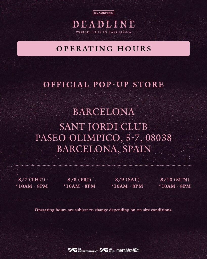 250805 جولة Blackpink World [DEADLINE] في برشلونة المتجر المنبثق MD و Emply Perks حدث