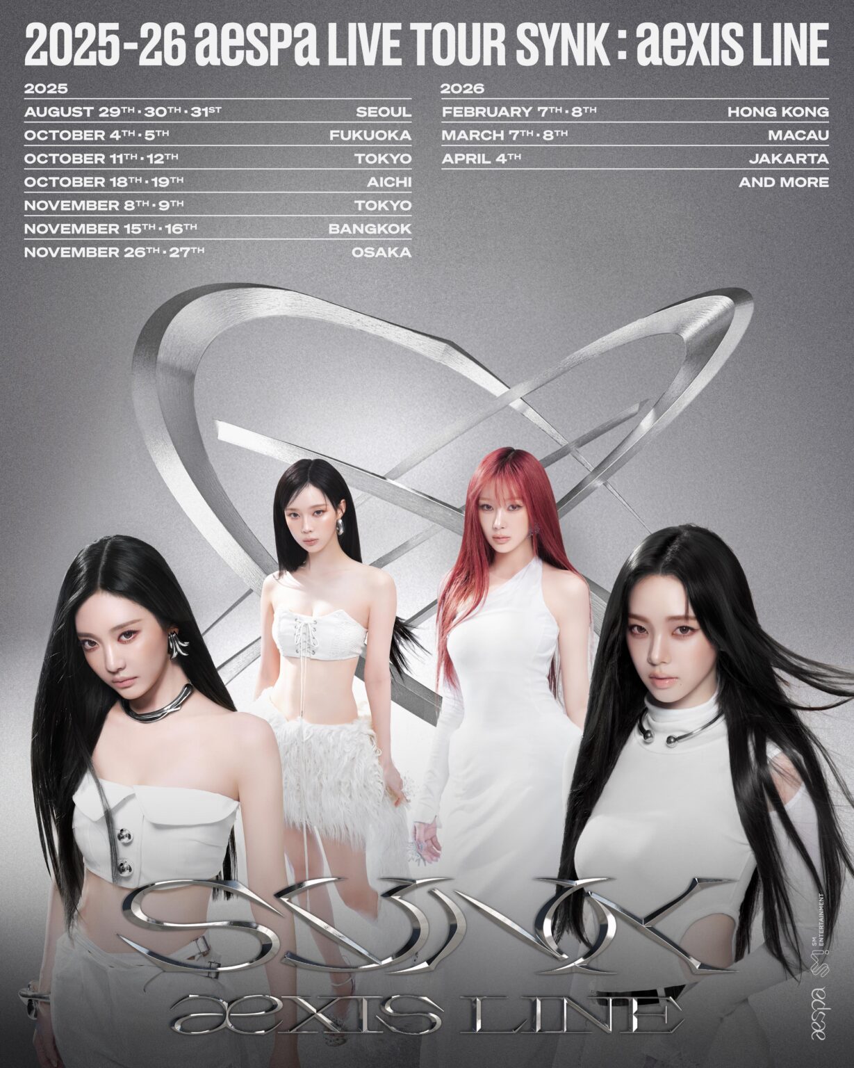 AESPA - 2025-2026 AESPA LIVE TOUR -SYNK: AEXIS LINE- (ملصق إعلان جدول جولة آسيا)