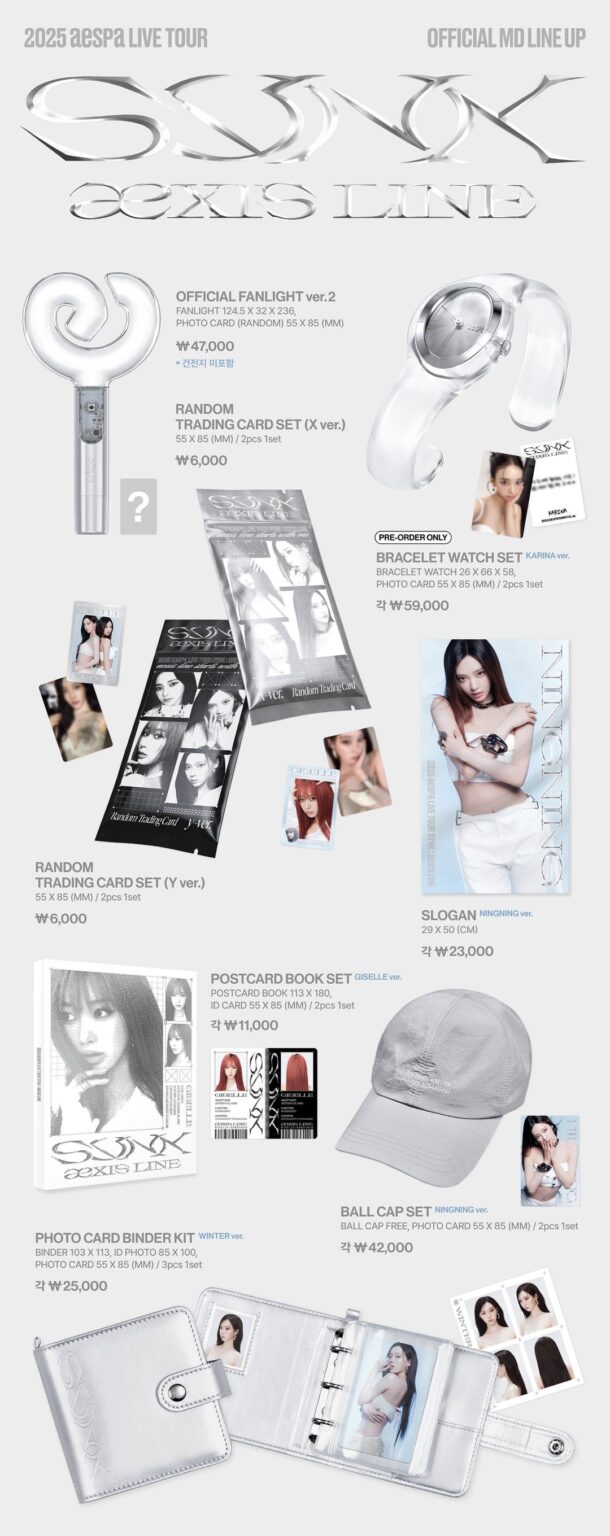 250826 AESPA - Synk: Aexis Line Tour (تفاصيل البضائع الرسمية + إشعار المبيعات)