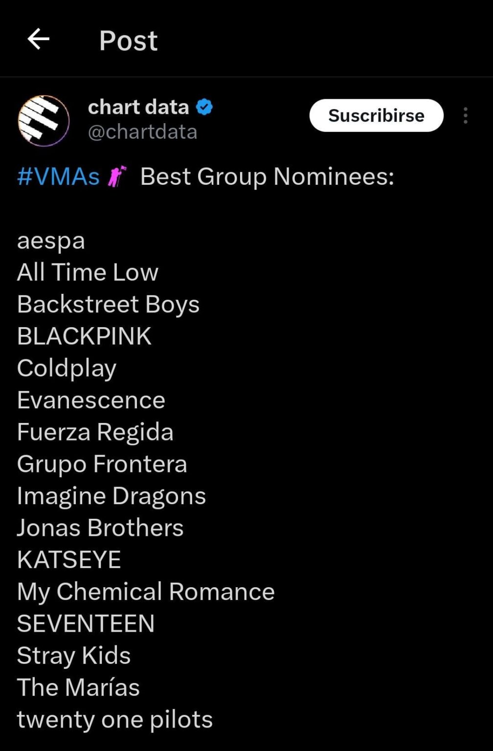 250829 تم ترشيح Blackpink في "أفضل مجموعة مجموعة" لـ MTV VMAS 2025