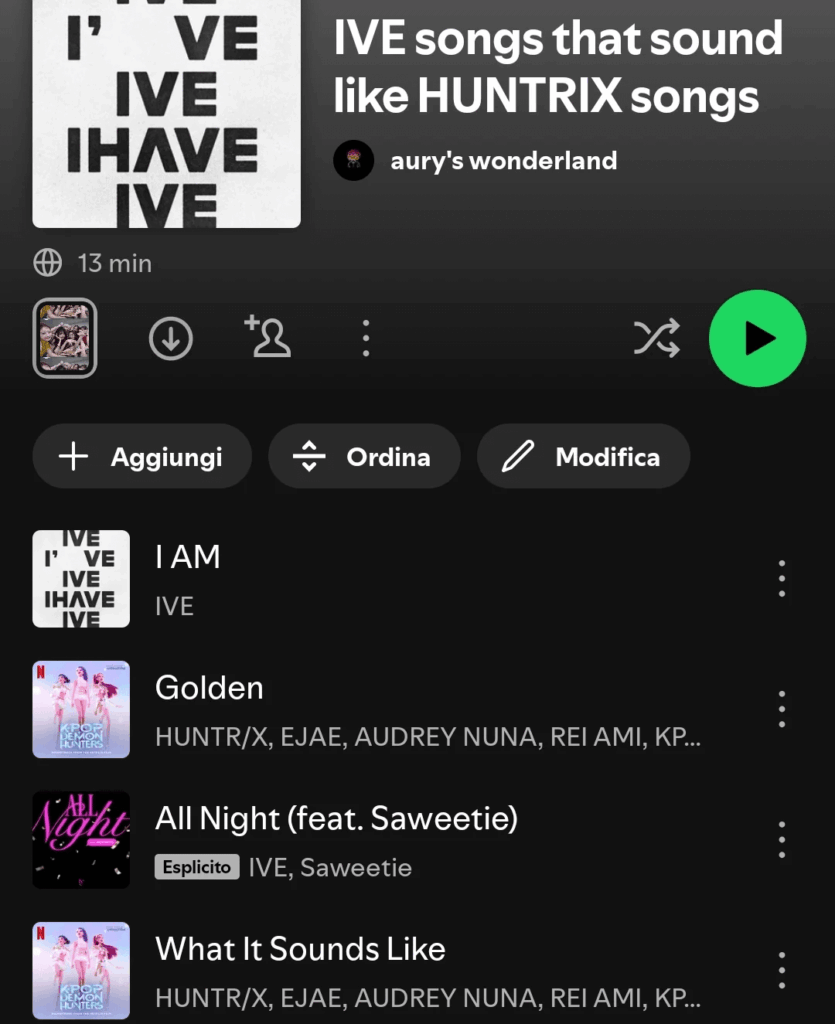 لاحظت هذا (أوجه التشابه بين أغاني KPOP Demon Hunters وبعض أغاني IVE)