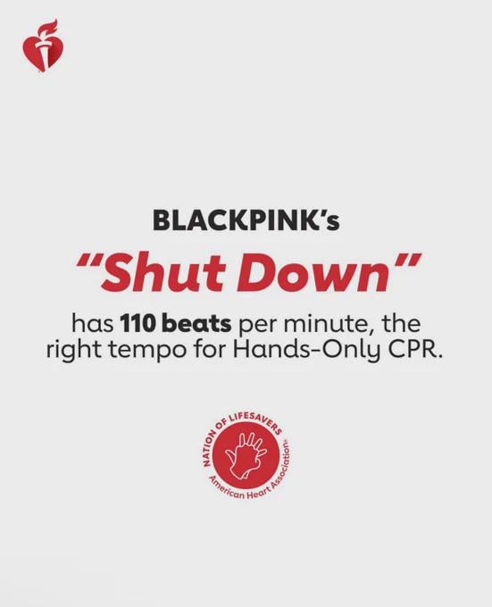 250825 Blackpink - "Shot Down" لديه 110 نبضة في الدقيقة ، وتيرة اليمين ل CPR العملي فقط