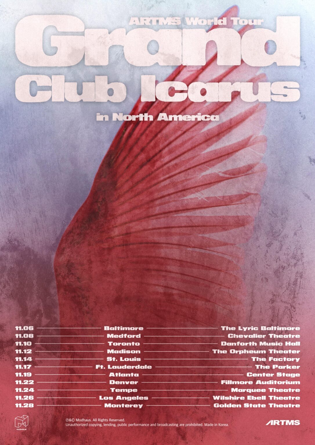Artms - World Tour: Grand Club Icarus في أمريكا الشمالية (ملصق إعلان)