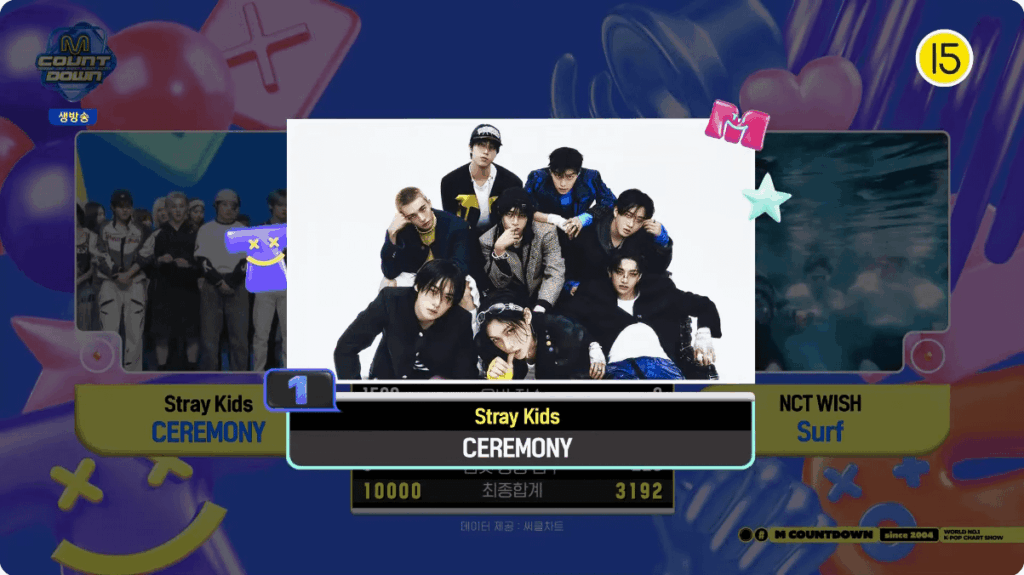حصل Stray Kids على فوزهم الأول لـ "Cermony" على العد التنازلي MNET M (250828)