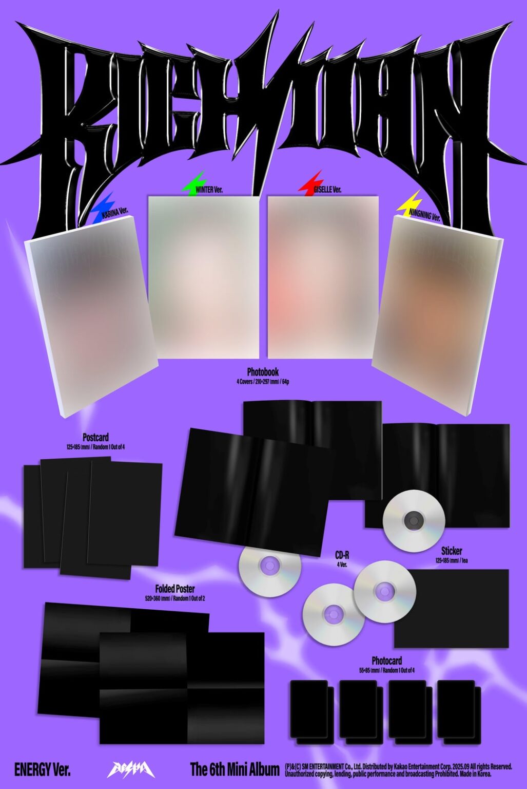 250804 AESPA - The 6th Mini Album: Rich Man (Energy ، Burst ، Rich Man Bag Ver. تفاصيل الألبوم المعاينة المبكرة)