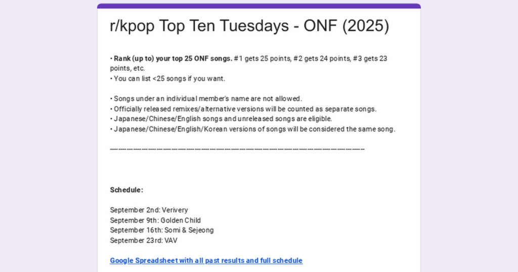 /R/KPOP TOP TESADEDAYS التصويت: ONF (2025)