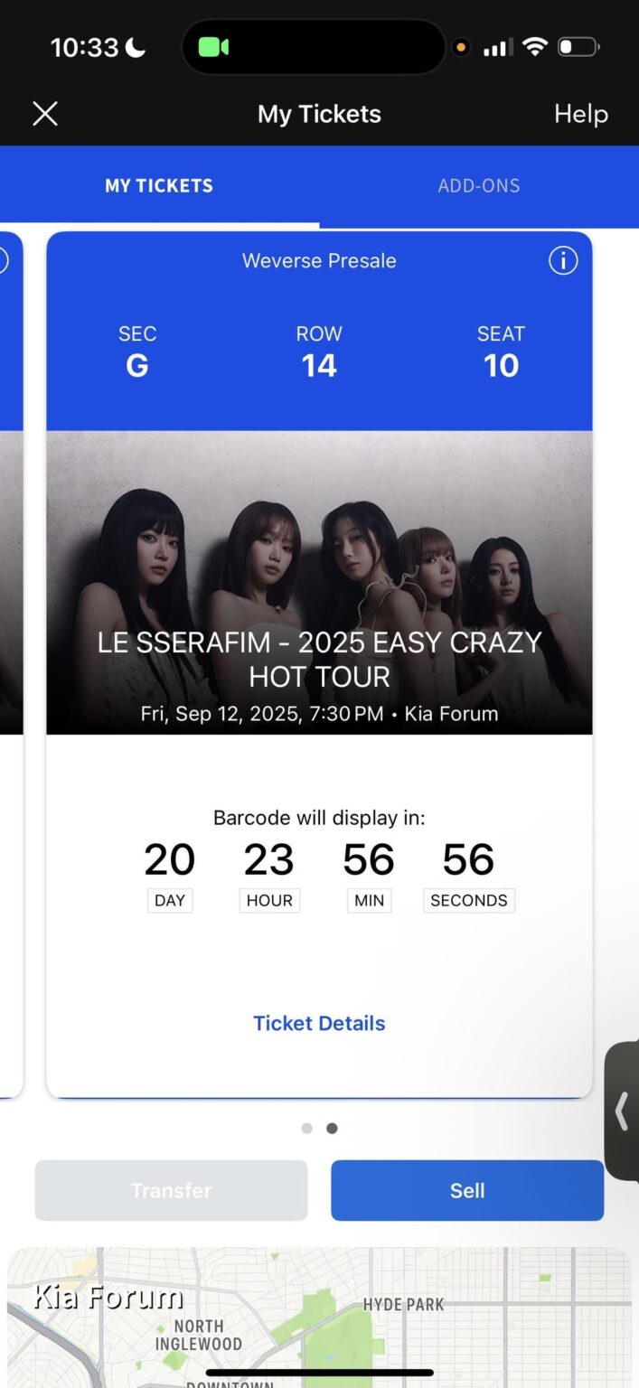 أحاول بيع تذاكر Le Sserafim إلى منتدى Kia