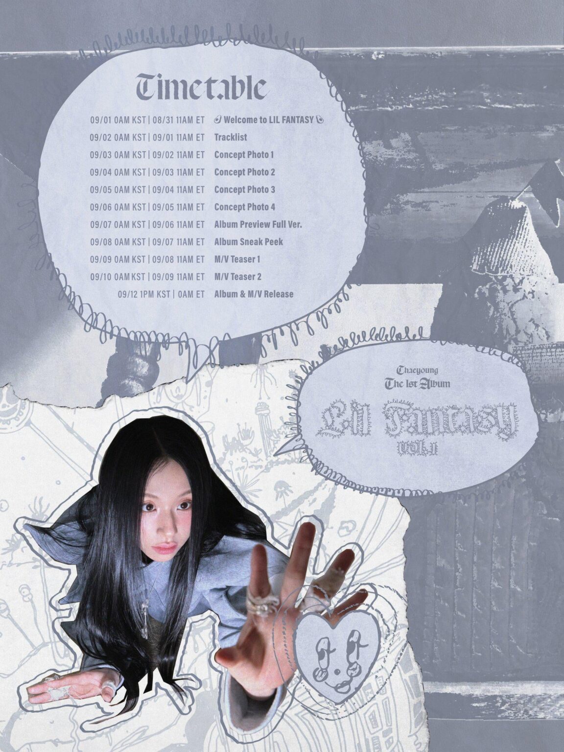 250822 تحديث Twitter - Chaeyoung الألبوم الأول "Lil Fantasy Vol.1" Timetable 𝑳𝑰𝑳 𝑭𝑨𝑵𝑻𝑨𝑺𝒀 𝒊𝒔 𝒐𝒏 𝒊𝒕𝒔