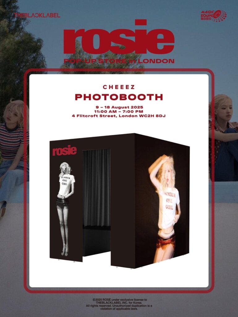 250809 ألبوم Rosé First Studio [rosie] متجر المنبثقة في لندن تشيز فوتوبوث