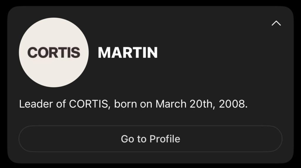 من المؤكد أن مارتن هو القائد الرسمي لمجموعة Bighit Music New Boy Cortis (اللون خارج الخطوط)