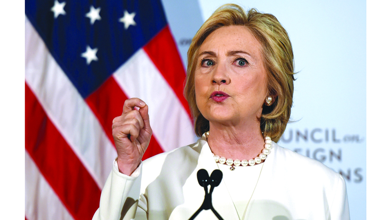 هيلاري كلينتون من أعداء ترامب التي أثارت ضده فضيحة &laquo;روسيا غيت&raquo;. أ.ف.ب