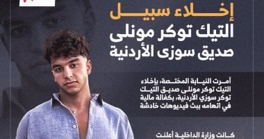 “مابقاش ليا حد”.. إخلاء سبيل التيك توكر مونلى صديق سوزي الأردنية.. إنفوجراف "مابقاش ليا حد".. إخلاء سبيل التيك توكر مونلى صديق سوزي الأردنية.. إنفوجراف