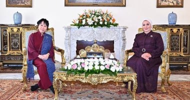 السيدة انتصار السيسي ترحب بقرينة رئيس سنغافورة فى بلدها الثانى مصر.. صور