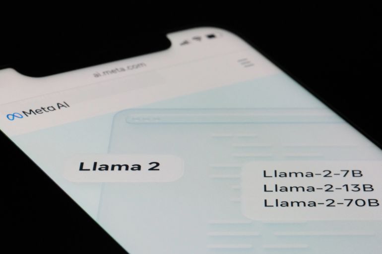 Shanghai,China-July 19th 2023: Llama 2 AI brand logo on Meta AI official website , large language model by meta