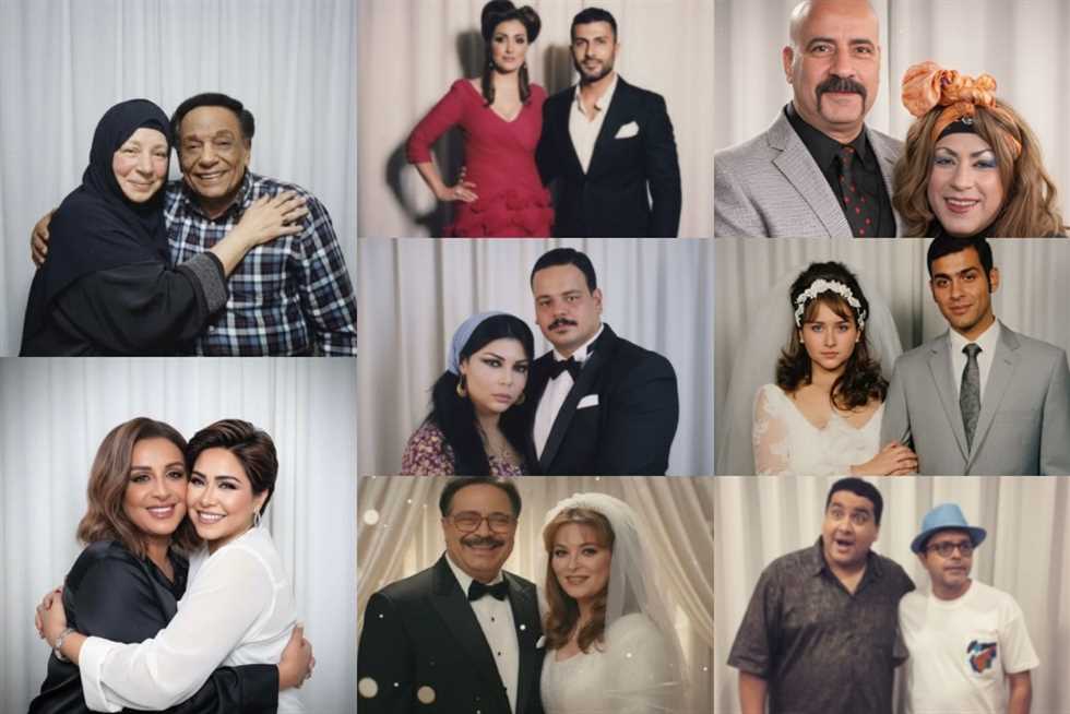 بينها عادل إمام وعبلة كامل.. «اللقاء المستحيل» يجمع نجوم الفن في صور بالـ Ai