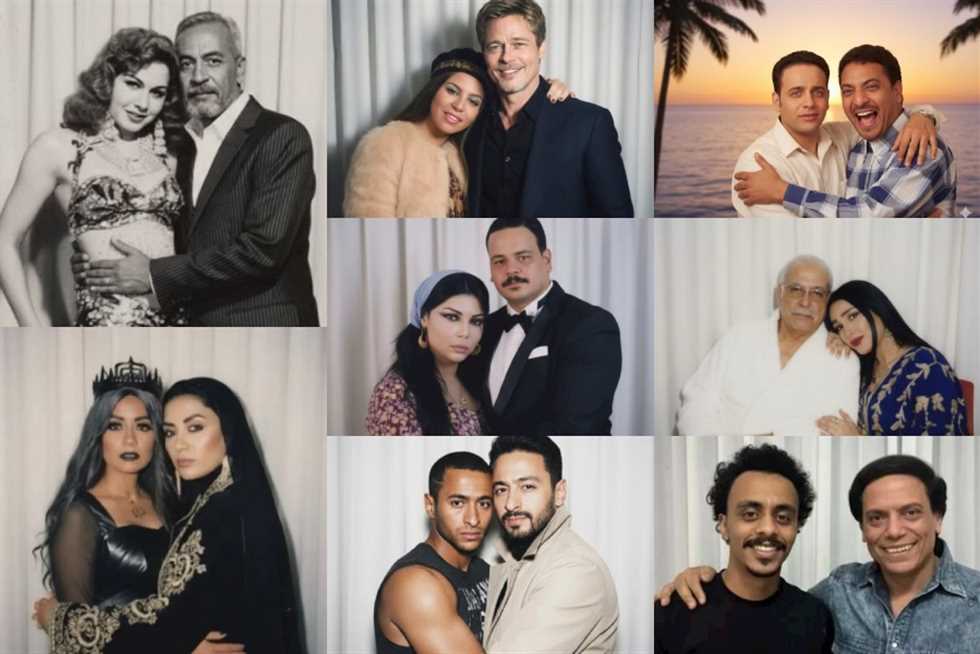 عفريتة سهر الصايغ ونسرين أمين مع براد بيت.. نجوم الفن في صور طريفة بالـ Ai