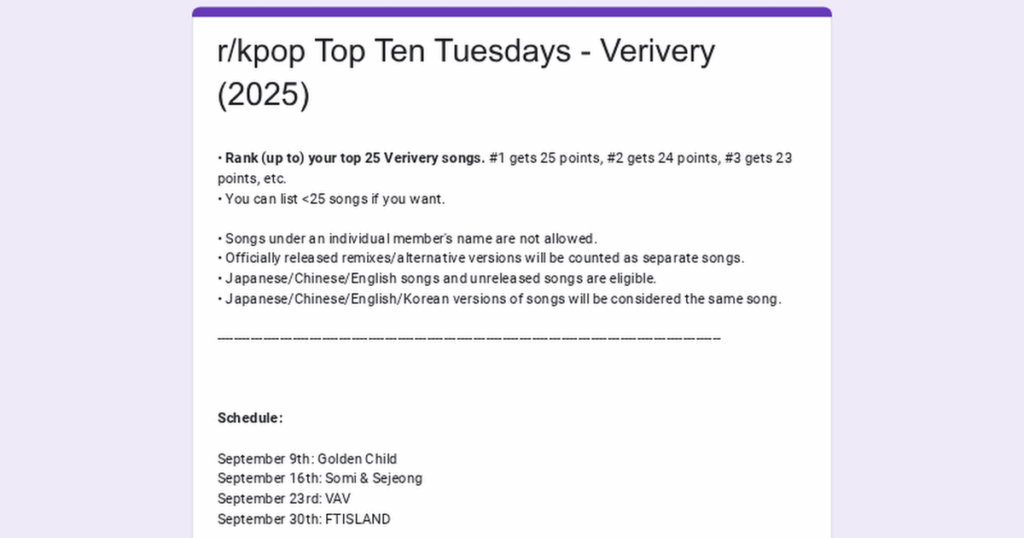 /R/KPOP TOP TENTYDAY أيام الثلاثاء التصويت: Verialle (2025) /R/KPOP TOP TENTYDAY أيام الثلاثاء التصويت: Verialle (2025)