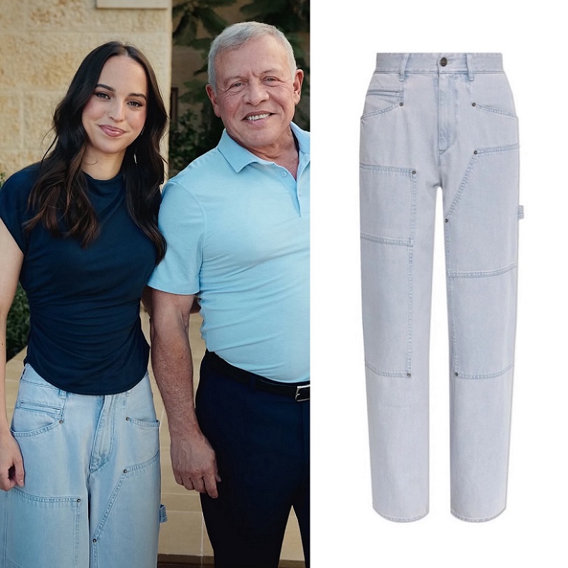 سروال الدنيم بلون الباستيل الأزرق الذي ارتدته الأميرة سلمى (إنستغرام)