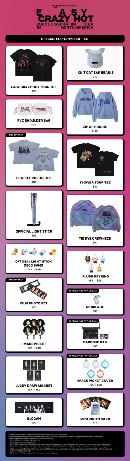 250915 le sserafim - 2025 le sserafim 'Easy Crazy Hot' Tour poppe appe in in seattle (معاينة البضائع + الشروط والأحكام)