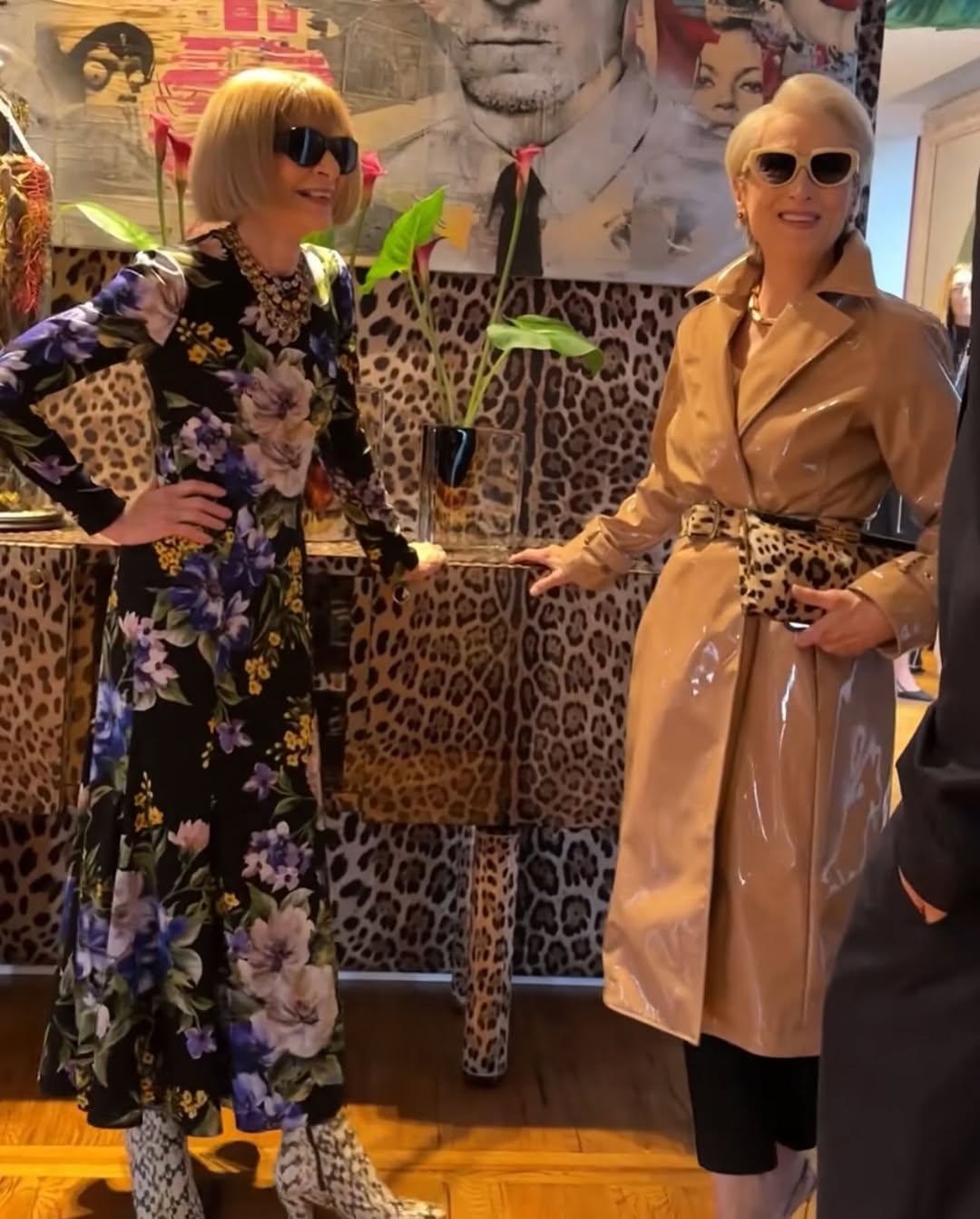 لقاء ميريل ستريب وآنا وينتور خلال تصوير the devil wears prada (انستغرام)