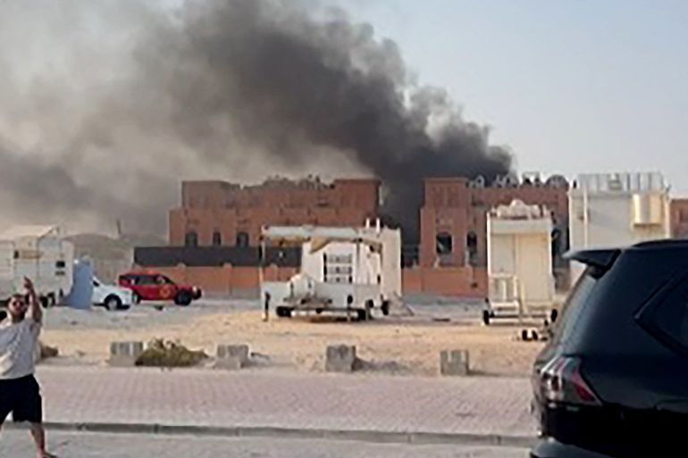 This frame grab taken from an AFPTV footage shows smoke billowing after explosions in Qatar's capital Doha on September 9, 2025.