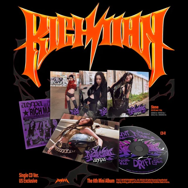 250901 AESPA - الألبوم المصغر السادس: RICH MAN (CD VER. معاينة العبوات الفردية)