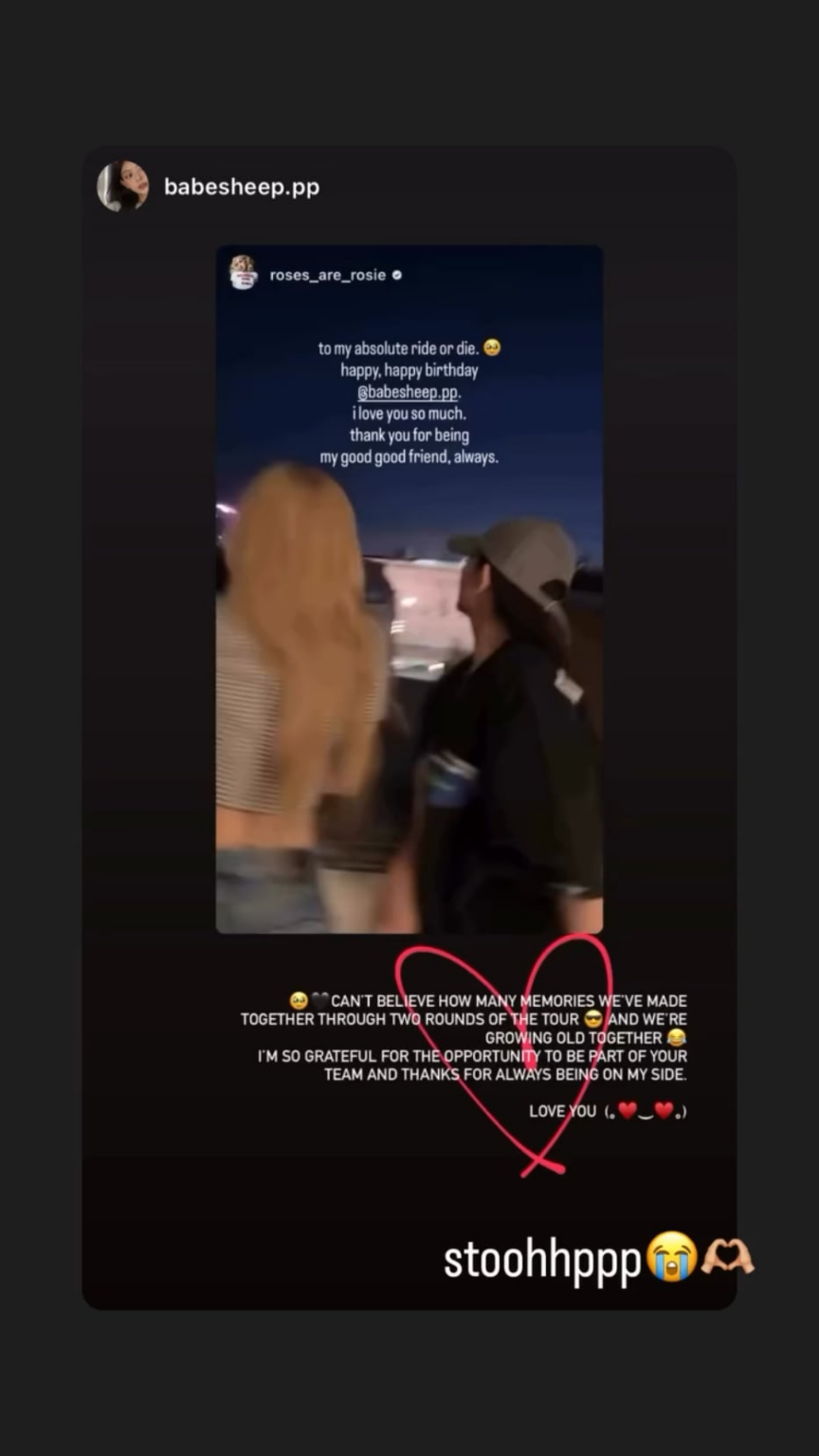 250901 تحديث قصة Rosé IG