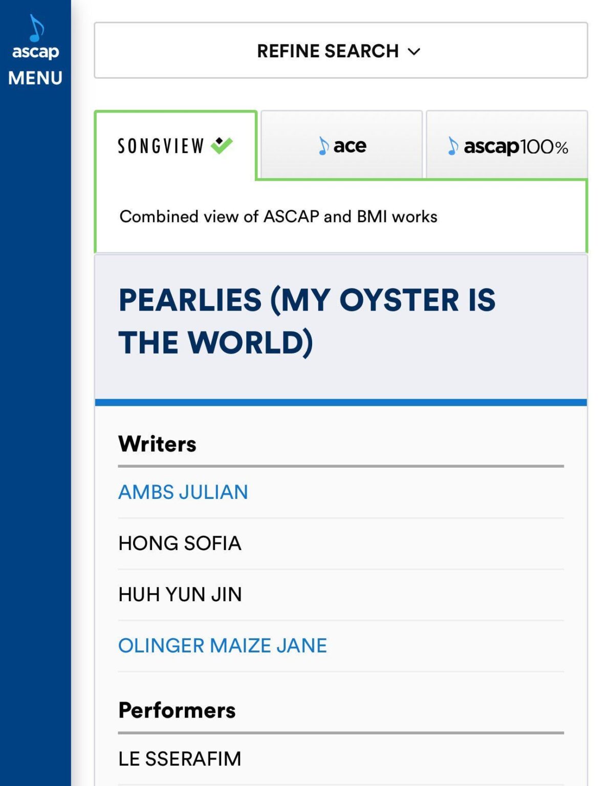 سجل Le Sserafim أغنية جديدة بعنوان "Pearlies (My Oyster is World)" ، شارك في كتابته Huh Yunjin ، مع Ascap