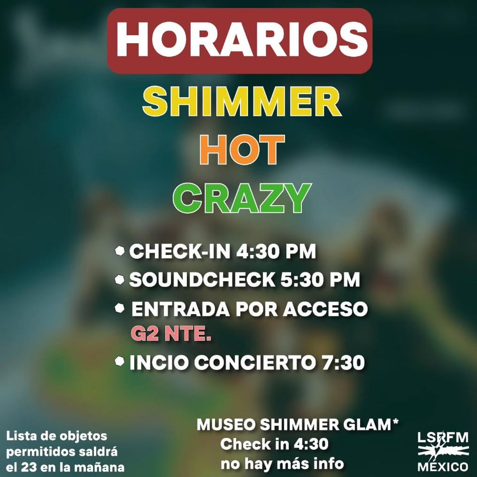 معلومات جدول الحفل المكسيك