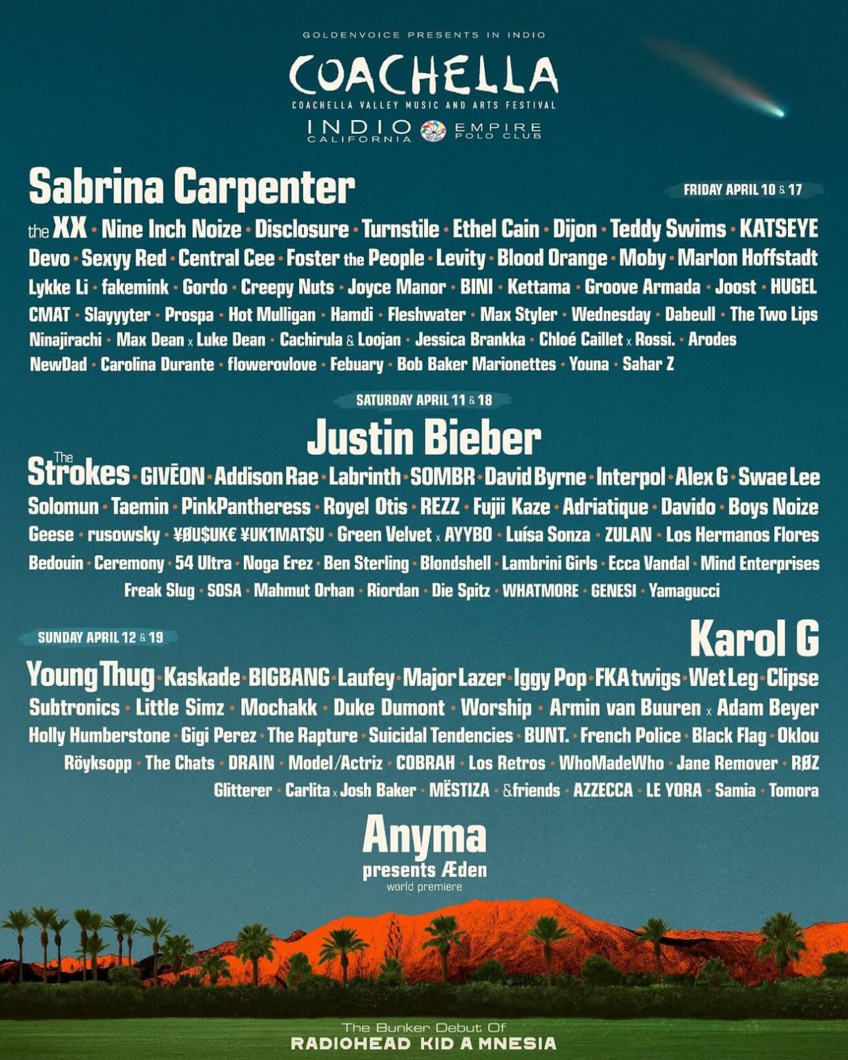 Coachella 2026 تشكيلة