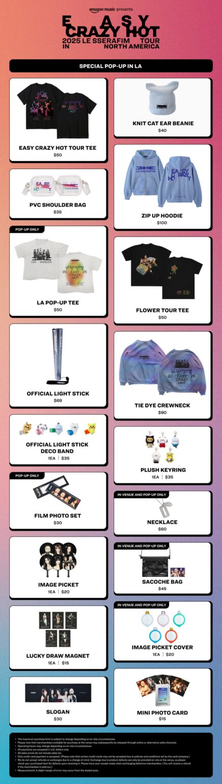 250909 LE SSERAFIM - 2025 LE SSERAFIM "Easy Crazy Hot" منبثقة في لوس أنجلوس (معاينة وأحكام البضائع)