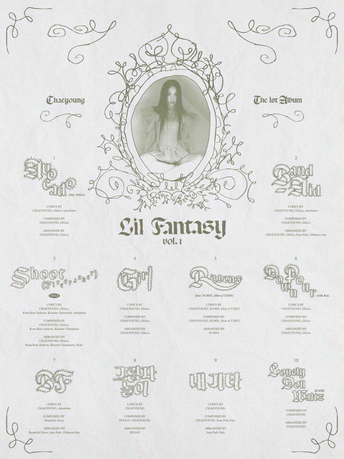 250902 Twitter Update - Chaeyoung الألبوم الأول "Lil Fantasy Vol.1" قائمة Track 𝑰𝒏𝒔𝒊𝒅𝒆 𝑳𝑰𝑳 𝑭𝑨𝑵𝑻𝑨𝑺𝒀 TITLE TRATION