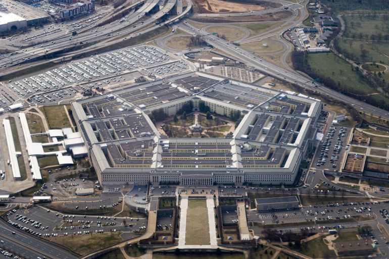 FILE PHOTO: The Pentagon is seen from the air in Washington, D.C., U.S., March 3, 2022. REUTERS/Joshua Roberts/File Photo